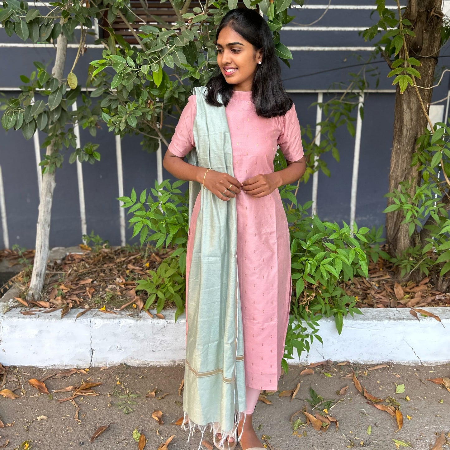 Rosegold silk charm kurti