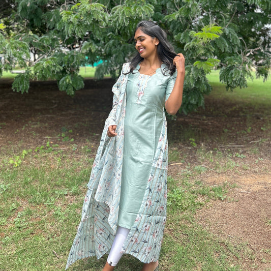 Peacock scallop Kurti & dupatta