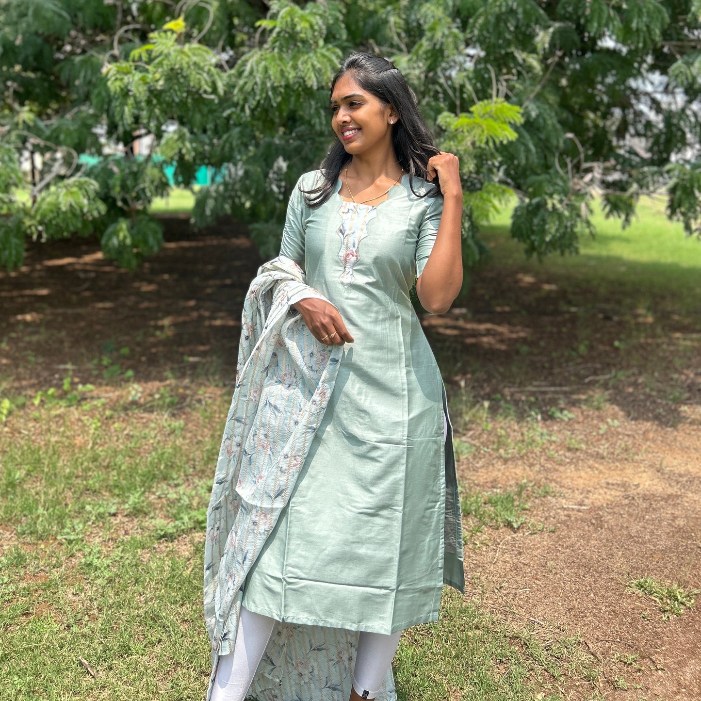 Peacock scallop Kurti & dupatta