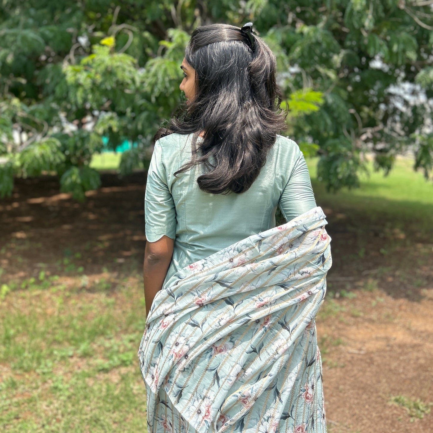 Peacock scallop Kurti & dupatta