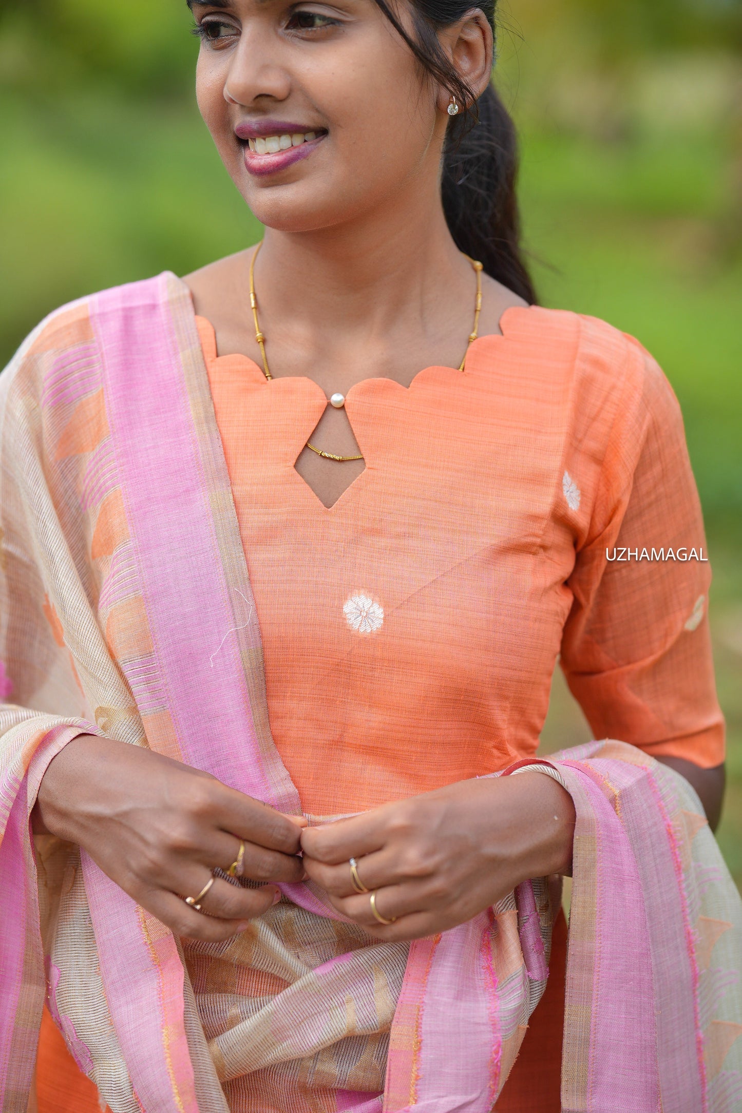 Orangey Splash Kurti Set