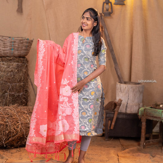 GREY ELEGANCE TOP & DUPATTA